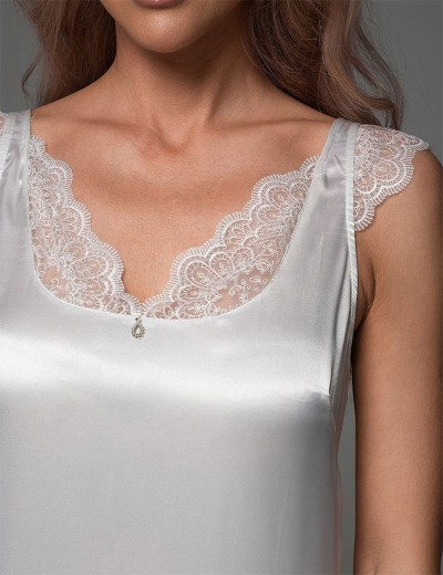 Шёлковая ночная сорочка Mia-Amore ADELAIDA 4707 белый, Цвет: белый, Размеры: M, изображение 4