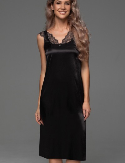 Шёлковая ночная сорочка Mia-Amore ADELAIDA 4707 черный, Цвет: черный, Размеры: 2XL, изображение 4