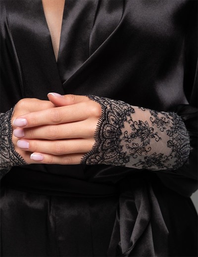 Халат с кружевными манжетами Mia-Amore ADELAIDA 4708 черный, Цвет: черный, Размеры: 2XL/3XL, изображение 2