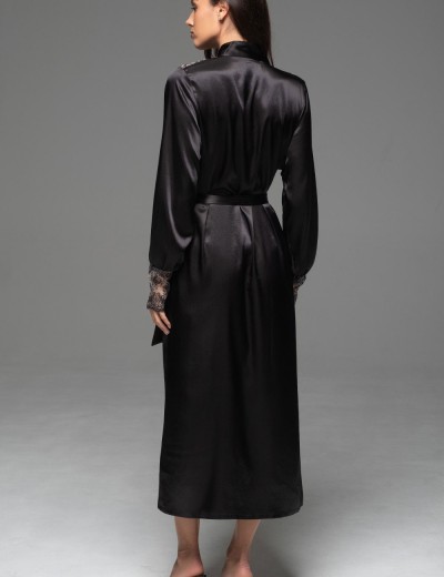 Халат с кружевными манжетами Mia-Amore ADELAIDA 4708 черный, Цвет: черный, Размеры: 2XL/3XL, изображение 4