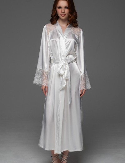 Длинный запашной халат Mia-Amore ADELAIDA 4709 белый, Цвет: белый, Размеры: S/M, изображение 3