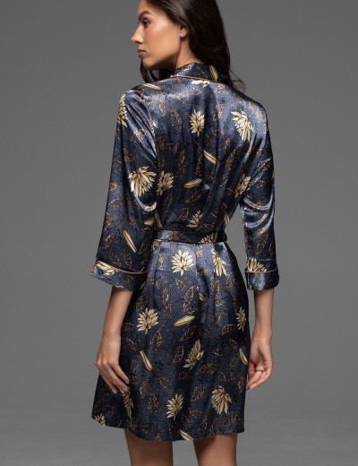 Шёлковая рубашка-халат Mia-Amore MARYGOLD 4631, Цвет: темно-синий, Размеры: 3XL, изображение 2