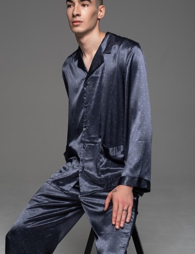 Шёлковая мужская пижама Mia-Amore MARYGOLD 4632, Цвет: темно-синий, Размеры: 4XL, изображение 3