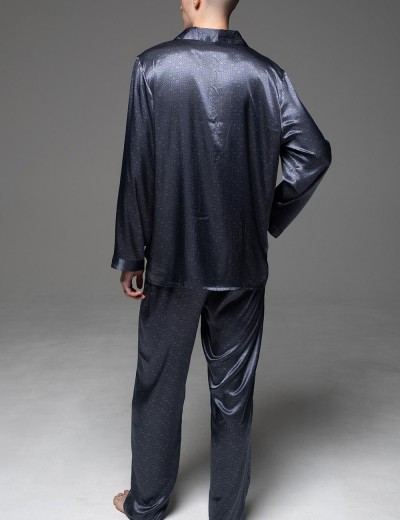 Шёлковая мужская пижама Mia-Amore MARYGOLD 4632, Цвет: темно-синий, Размеры: 4XL, изображение 2