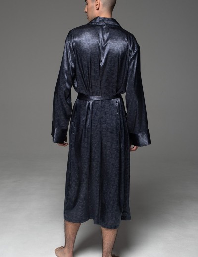 Мужской шёлковый халат Mia-Amore MARYGOLD 4633, Цвет: темно-синий, Размеры: 4XL/5XL, изображение 3