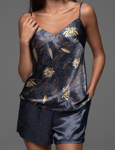 Шёлковая пижама Mia-Amore MARYGOLD 4692, Цвет: темно-синий, Размеры: 3XL, изображение 3