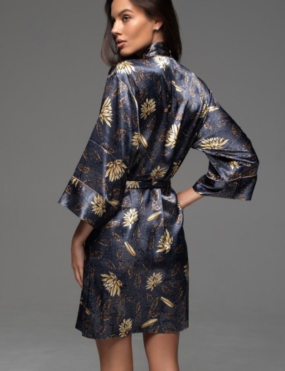 Шёлковый халат-кимоно Mia-Amore MARYGOLD 4693, Цвет: темно-синий, Размеры: 4XL/5XL, изображение 2