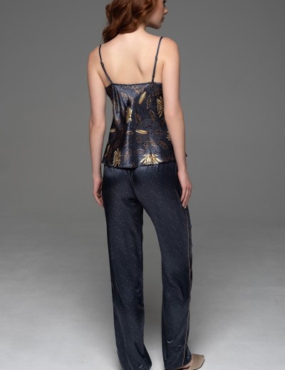 Пижама-тройка из натурального шёлка Mia-Amore MARYGOLD 4695, Цвет: темно-синий, Размеры: 5XL, изображение 3