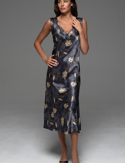 Длинная сорочка из шёлка Mia-Amore MARYGOLD 4698, Цвет: темно-синий, Размеры: L, изображение 3