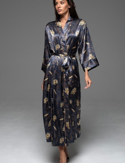 Длинный запашной халат Mia-Amore MARYGOLD 4699, Цвет: темно-синий, Размеры: 2XL/3XL, изображение 4