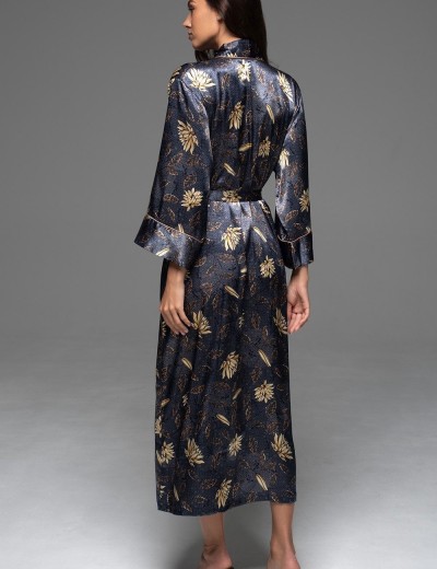 Длинный запашной халат Mia-Amore MARYGOLD 4699, Цвет: темно-синий, Размеры: 2XL/3XL, изображение 2