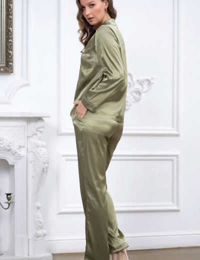 Атласная пижама Mia-Mella JULIA 8736 оливковый, Цвет: оливковый, Размеры: M, изображение 3