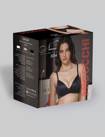 Гладкий бюстгальтер без косточек Mioocchi NAOMI 8314 praline, Цвет: praline (пралине), Размеры: 70B, изображение 3