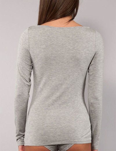 Кофта с вырезом-лодочкой Sielei TODAY 6014 grigio melange, Цвет: grigio melange (серы, Размеры: L, изображение 3