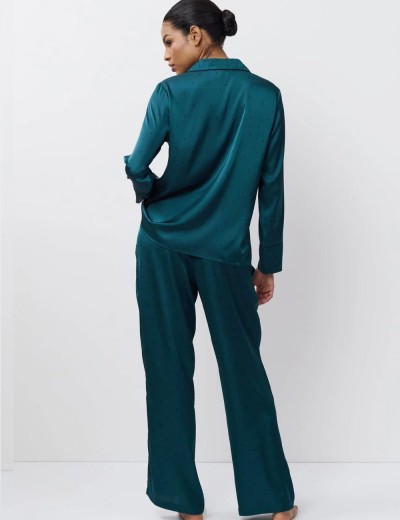 Атласная пижама с брюками Aruelle EMERALDA, Цвет: изумруд, Размеры: L, изображение 3