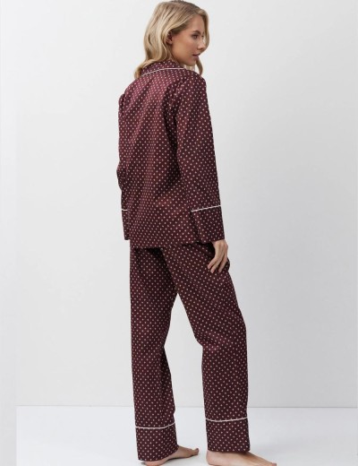 Пижама с брюками из хлопка Aruelle GEORGETTE, Цвет: бордовый, Размеры: L, изображение 3