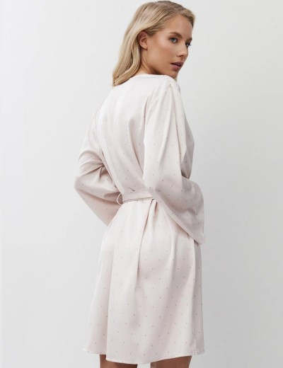 Короткий халат из атласа Aruelle GWEN, Цвет: светло-розовый, Размеры: XS, изображение 2