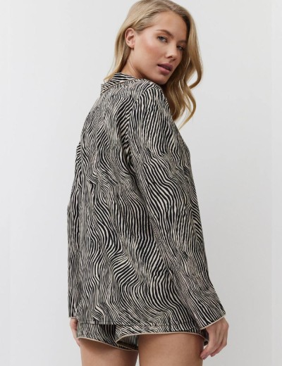 Пижама женская с шортами из вискозы Aruelle LINNA, Цвет: чёрный/мокко, Размеры: XS, изображение 3