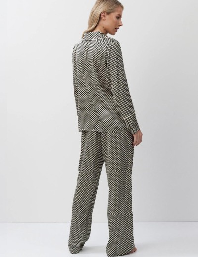 Атласный пижамный комплект Aruelle ROMIE, Цвет: чёрный/бежевый, Размеры: L, изображение 3