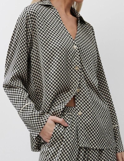 Атласный пижамный комплект Aruelle ROMIE, Цвет: чёрный/бежевый, Размеры: L, изображение 4