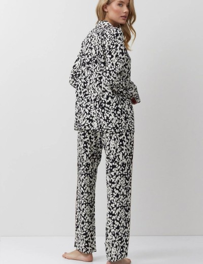 Пижама женская с брюками из вискозы Aruelle SOLENE, Цвет: чёрный/молочный, Размеры: L, изображение 3