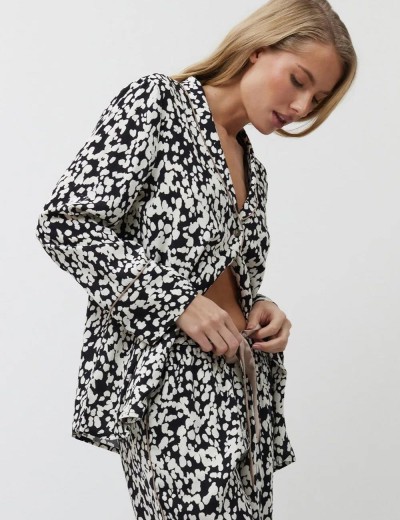 Пижама женская с брюками из вискозы Aruelle SOLENE, Цвет: чёрный/молочный, Размеры: L, изображение 4