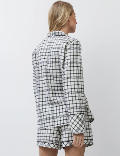 Пижама в клетку с шортами Aruelle TERRA, Цвет: светло-бежевый/чёрны, Размеры: L, изображение 4