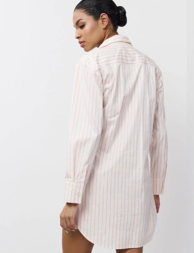 Хлопковая сорочка-рубашка Aruelle ZEPHYR, Цвет: кремовый/розовый, Размеры: XS, изображение 2