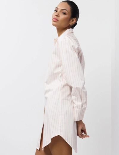 Хлопковая сорочка-рубашка Aruelle ZEPHYR, Цвет: кремовый/розовый, Размеры: XS, изображение 3