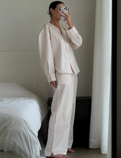 Хлопковая пижама с брюками Aruelle ZEPHYR, Цвет: кремовый/розовый, Размеры: XS, изображение 2