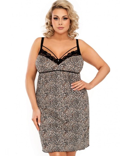 Сорочка с леопардовым принтом Donna OMARI II PLUS nightdress, Цвет: серый, Размеры: 3XL, изображение 2