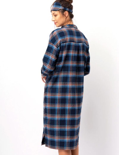 Длинная фланелевая рубашка Key LND 431, Цвет: тёмно-синий, Размеры: M, изображение 2