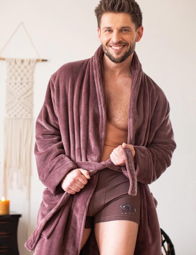 Теплый мужской халат Key MGL 255 латте, Цвет: латте, Размеры: XL/2XL, изображение 4