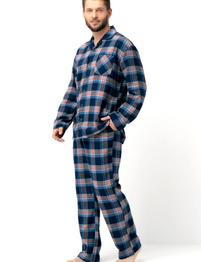 Фланелевая мужская пижама Key MNS 431, Цвет: тёмно-синий, Размеры: 4XL, изображение 2