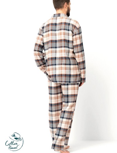 Фланелевая мужская пижама Key MNS 443, Цвет: графит/белый, Размеры: 4XL, изображение 3