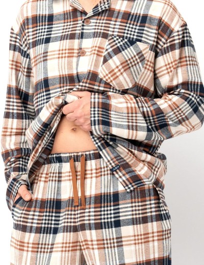 Фланелевая мужская пижама Key MNS 443, Цвет: графит/белый, Размеры: 4XL, изображение 4