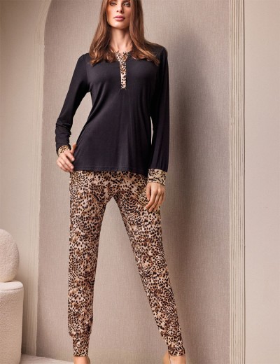 Пижама с леопардовым принтом Lormar CLUTCH 653857LU nero, Цвет: nero (черный), Размеры: M Пижама с леопардовым принтом Lormar CLUTCH 653857LU nero, Цвет: nero (черный), Размеры: M