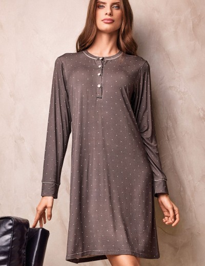 Ночная сорочка с рукавами Lormar PAPILLON 633870LU tortora, Цвет: tortora (коричневый), Размеры: 2XL Ночная сорочка с рукавами Lormar PAPILLON 633870LU tortora, Цвет: tortora (коричневый), Размеры: 2XL