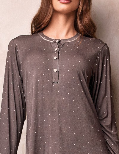 Ночная сорочка с рукавами Lormar PAPILLON 633870LU tortora, Цвет: tortora (коричневый), Размеры: 2XL, изображение 2 Ночная сорочка с рукавами Lormar PAPILLON 633870LU tortora, Цвет: tortora (коричневый), Размеры: 2XL, изображение 2