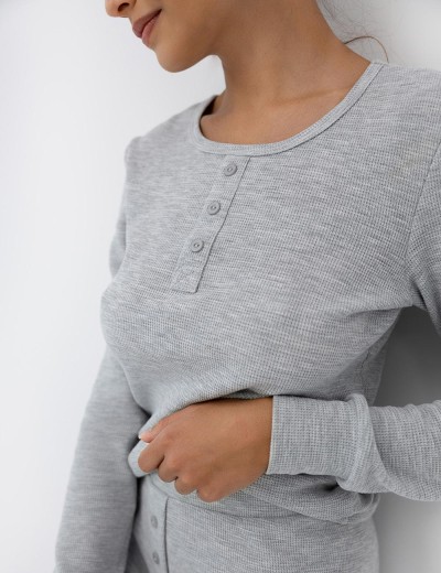 Хлопковая пижама с шортами Sensis BRITTANY, Цвет: серый, Размеры: S/M, изображение 3