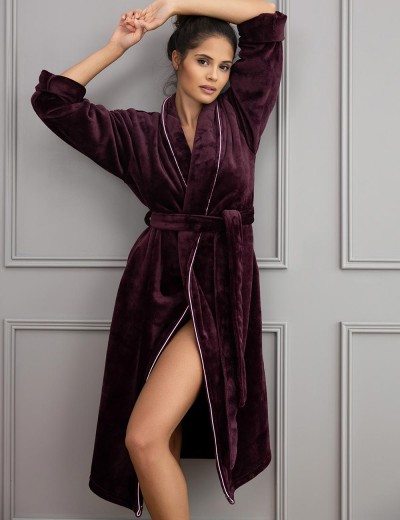 Тёплый женский халат Sensis CAMERON, Цвет: бордовый, Размеры: L, изображение 2