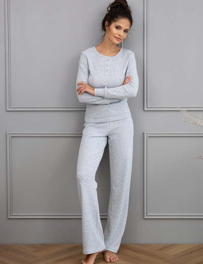 Хлопковая пижама с брюками Sensis JADE, Цвет: серый, Размеры: L/XL, изображение 2
