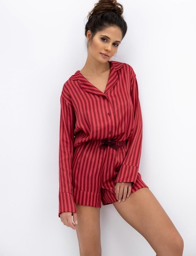 Полосатая пижама с шортами Sensis VIVIENNE, Цвет: красный, Размеры: M, изображение 3