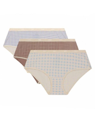 Набор хлопковых трусов брифов Dim LES POCKETS COTON 4C20 нежная клетка - 3 штуки, Цвет: нежная клетка, Размеры: XXS/XS, изображение 2