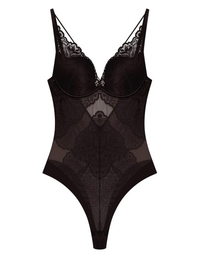 Кружевное боди с пуш-ап Esotiq 43588 KORIN шоколадный, Цвет: шоколадный, Размеры: M, изображение 5