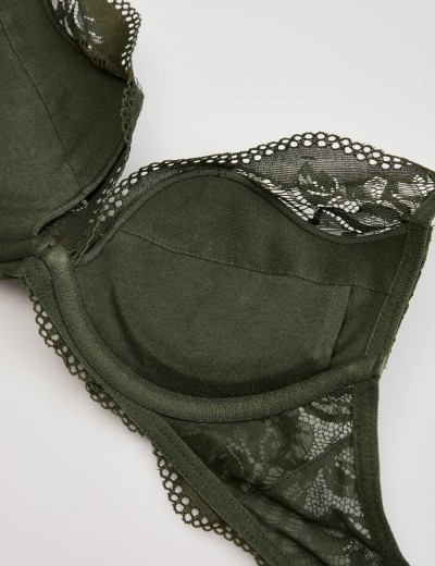 Кружевной бюстгальтер пуш-ап Esotiq 43633 KAVI тёмно-зелёный, Цвет: тёмно-зелёный, Размеры: 65C, изображение 5