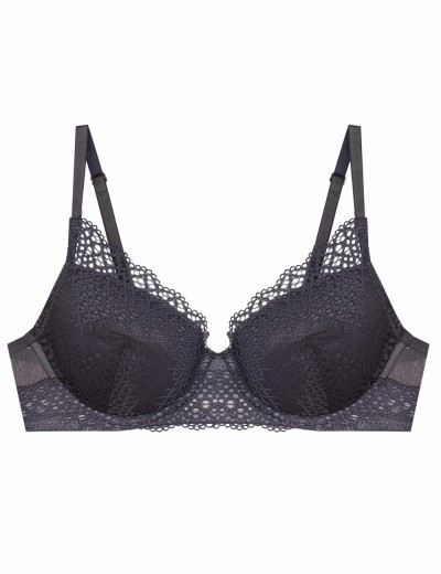 Бюстгальтер балконет с вкладышами пуш-ап Esotiq 43656 CARIS графит, Цвет: графит, Размеры: 65F, изображение 5