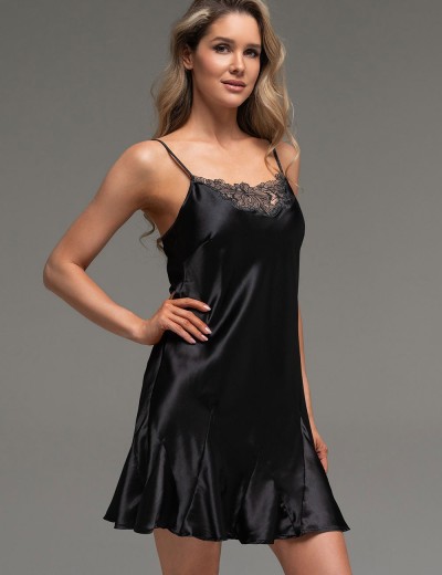 Шелковая сорочка с клиньями Mia-Amore LILIROSE 4591 черный, Цвет: черный, Размеры: 2XL, изображение 3