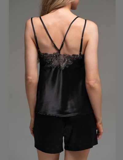 Шёлковая пижама с шортами Mia-Amore LILIROSE 4592 черный, Цвет: черный, Размеры: 3XL, изображение 2