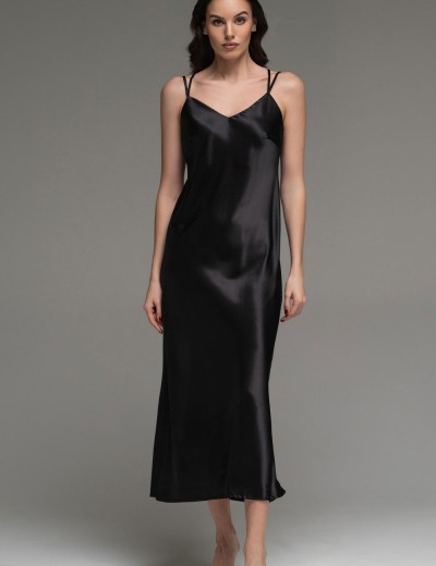 Длинная шёлковая сорочка Mia-Amore LILIROSE 4594 черный, Цвет: черный, Размеры: 2XL, изображение 3